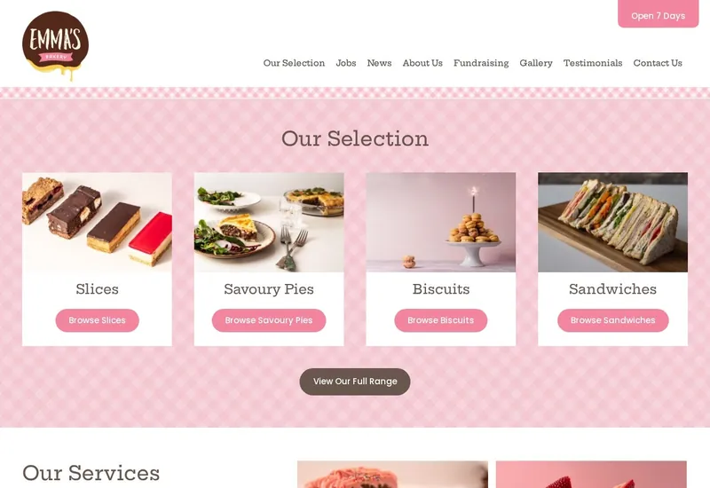 Emma's Bakery website